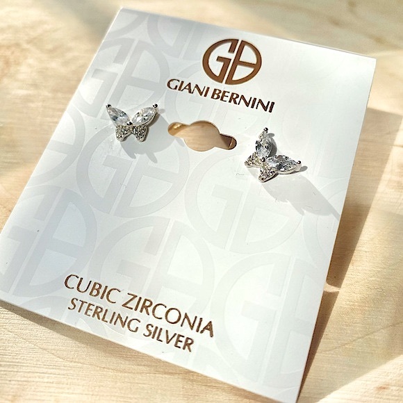 Giani Bernini Sterling Silver Crystal Butterfly Stud Earrings - Picture 3 of 7